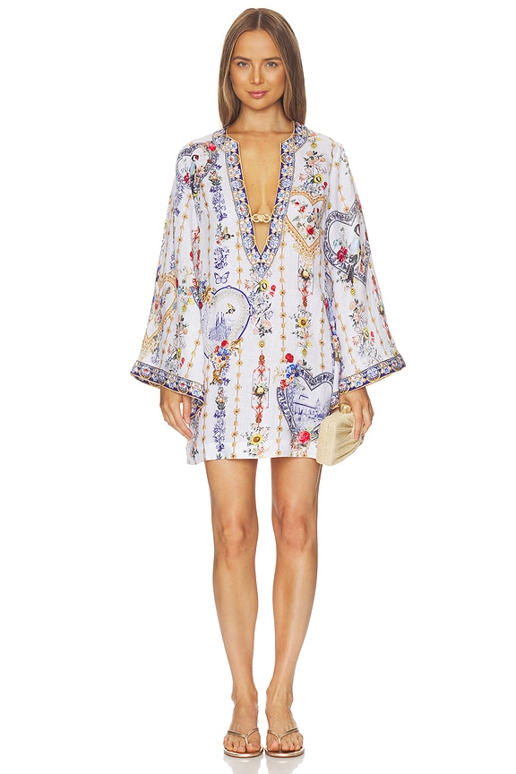 view 1 of 4 Deep V Neck Hardware Short Kaftan in The Pottery Parlour