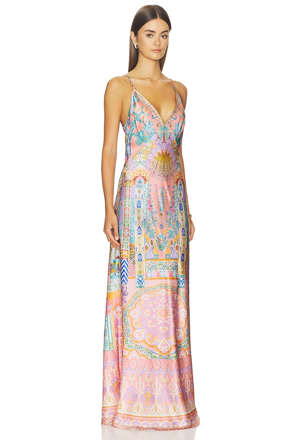 view 2 of 4 V Neck Full Length Bias Slip Dress in Howdy Gaudi