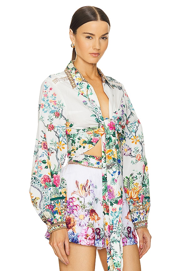 view 2 of 5 Cropped Wrap Shirt in Plumes And Parterres