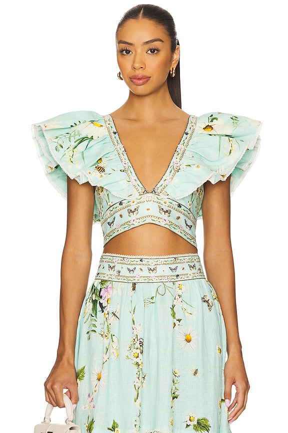 view 1 of 5 Ruffle Wrap Top in Floral Freefall