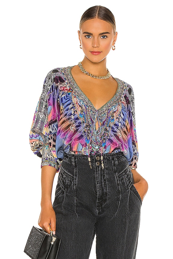 RAGLAN SLEEVE BUTTON UP TOP MIRROR MIRROR