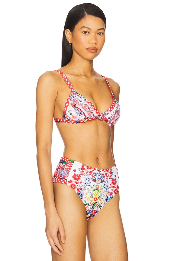 view 2 of 5 PARTE SUPERIOR DEL BIKINI EN FE, SUERTE Y JUSTICIA. KNOT FRONT TRI in Faith, Luck & Justice