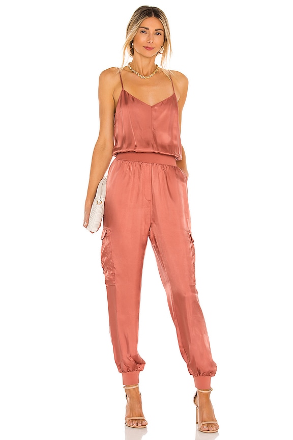 view 1 of 3 Twill Amia Jumpsuit in Dark Salmon