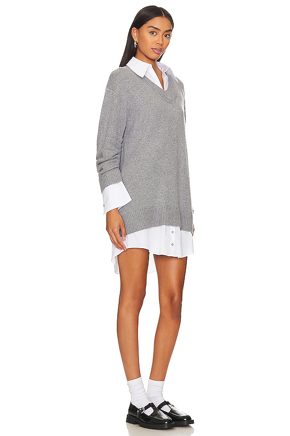 view 2 of 3 Collar Santina Dress in Heather Grey & White