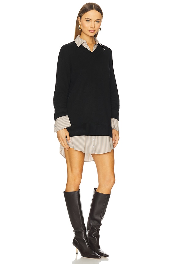 view 2 of 3 Santina Dress in Black & Khaki Stripe