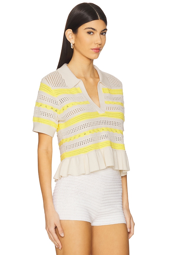 view 2 of 5 Elvire Knit Polo Pullover in Ivory & Golden Glow