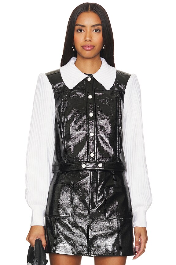 view 2 of 5 КУРТКА KNIT SLEEVE CIARA in Black & Ivory