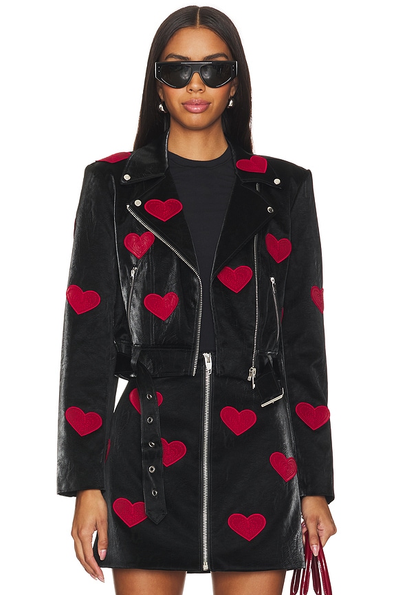 view 2 of 6 Applique Hearts Palo Jacket in Black & Rosewood
