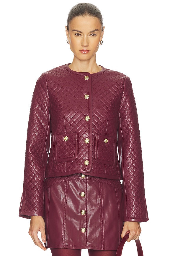 view 1 of 4 Faux Leather Brooke Jacket in Mulberry