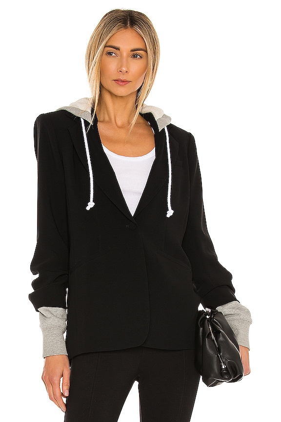 view 2 of 5 Hooded Khloe Jacket in Black & Heather Grey