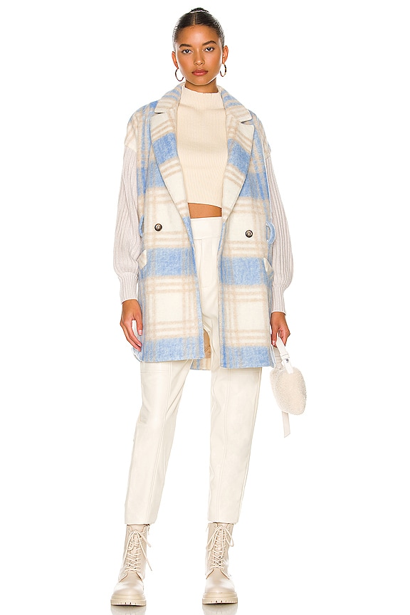 view 1 of 4 MANTEAU ARETHA in Glacier Blue & Oatmeal Multi