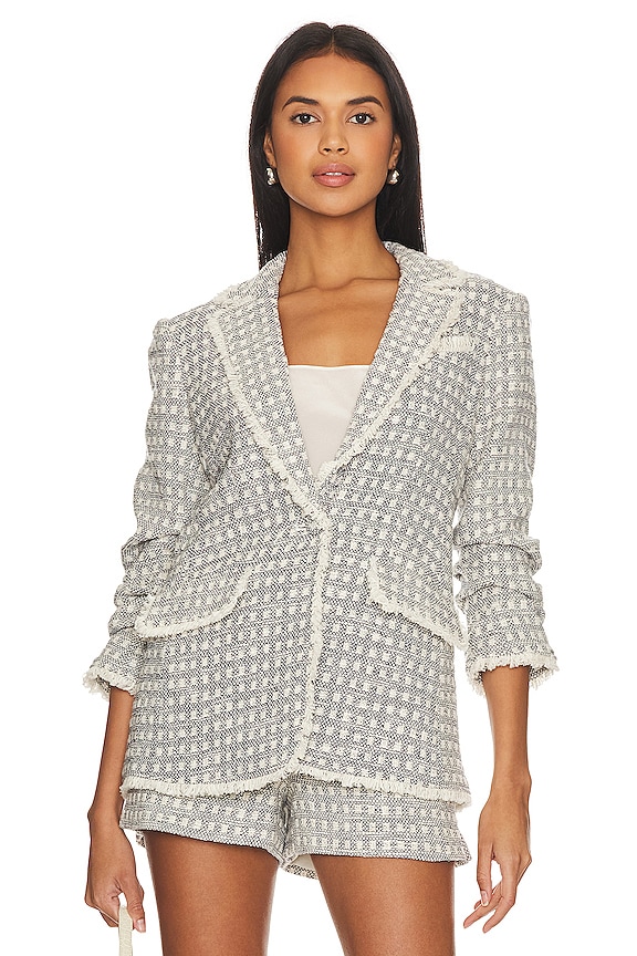 view 2 of 6 Tweed Khloe Blazer in Navy & White