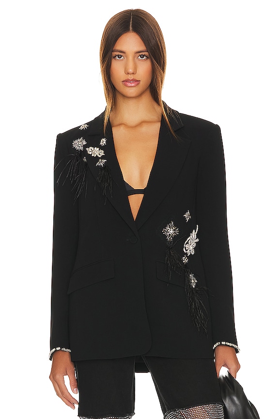 view 2 of 6 BLAZER CON RAMO DE PLUMAS JAMILA in Black