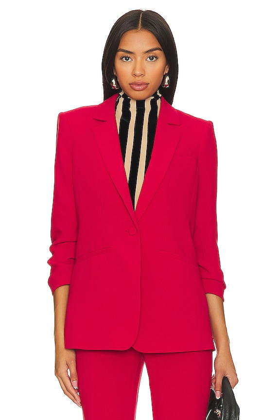 view 2 of 5 Crepe Khloe Blazer in Warm Cranberry