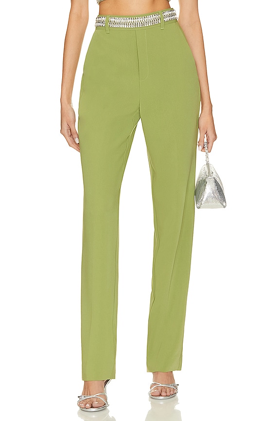 Cinq a Sept Embellished Collins Pant in Moss | REVOLVE