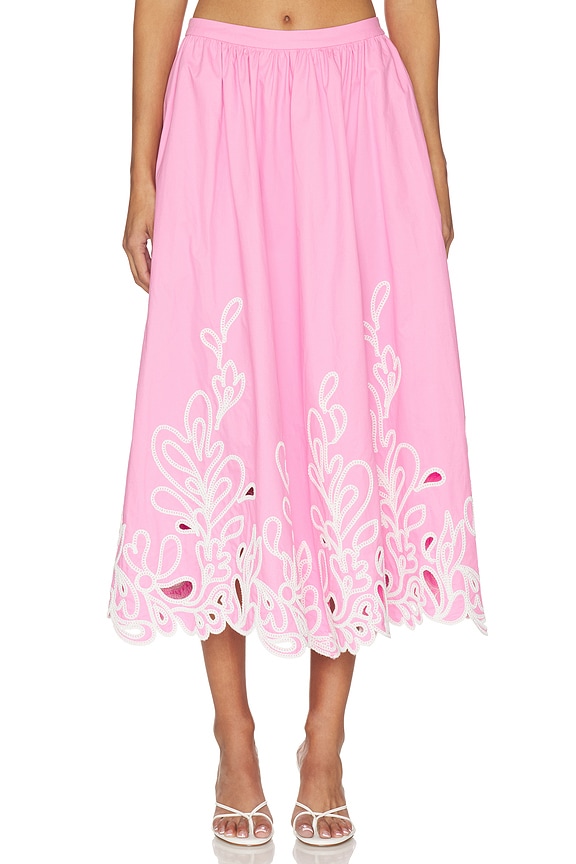 view 1 of 6 FALDA BORDADA PAISLEY BLOOM ESPE in Rosewater Pink & White