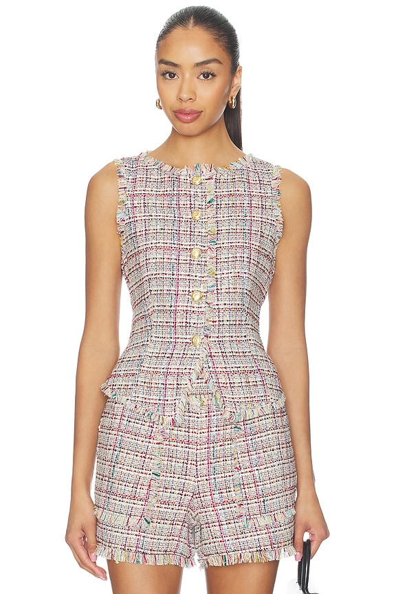 view 1 of 5 Wildflower Tweed Camen Vest in Ivory Multi