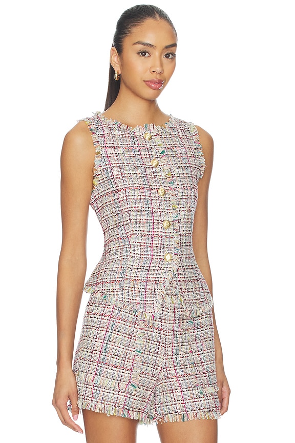 view 2 of 5 Wildflower Tweed Camen Vest in Ivory Multi