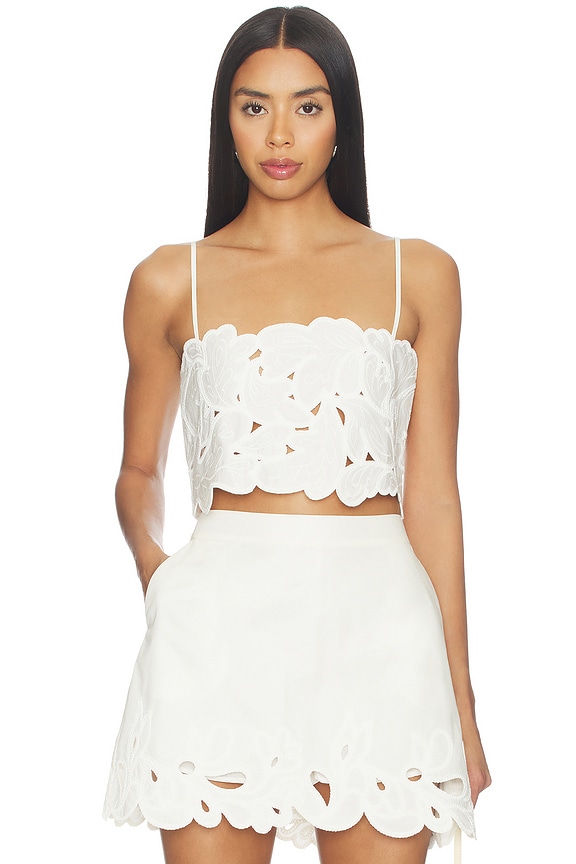 view 1 of 4 Paisley Bloom Embr Caterina Top in Cream & White