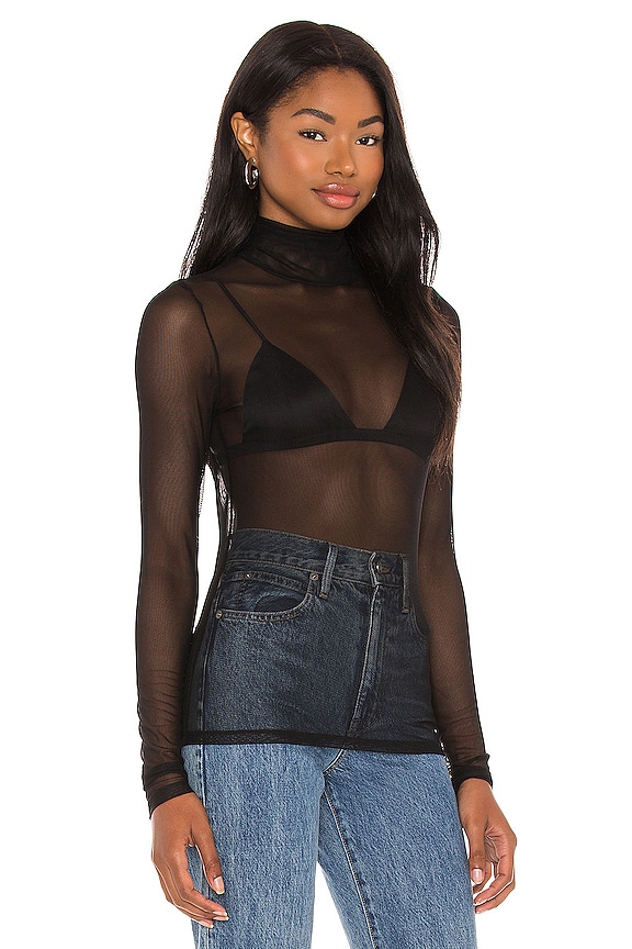 view 2 of 4 Mesh Turtleneck Top in Black
