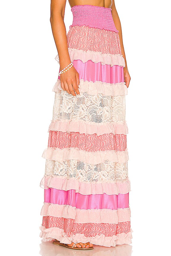 view 2 of 4 Ruffle Tier Maxi Skirt in Print