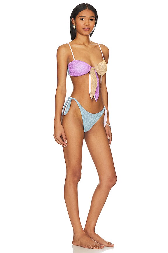 view 2 of 4 Lurex Colorblock Bikini Set in Purple & Gold