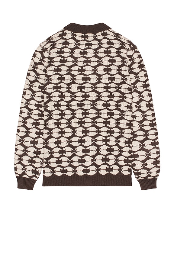 view 2 of 3 Instarsia Collared Cardigan in French Oak & Deep Taupe