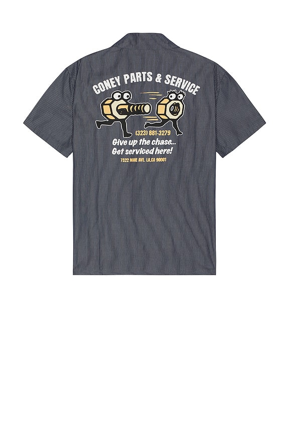 view 2 of 4 Parts & Service Button Up in Navy & White Pin Stripe