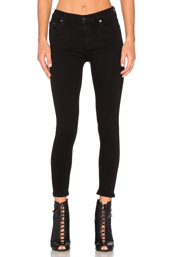view 1 of 4 JEANS AJUSTADOS RECORTADOS ROCKET CROP in All Black