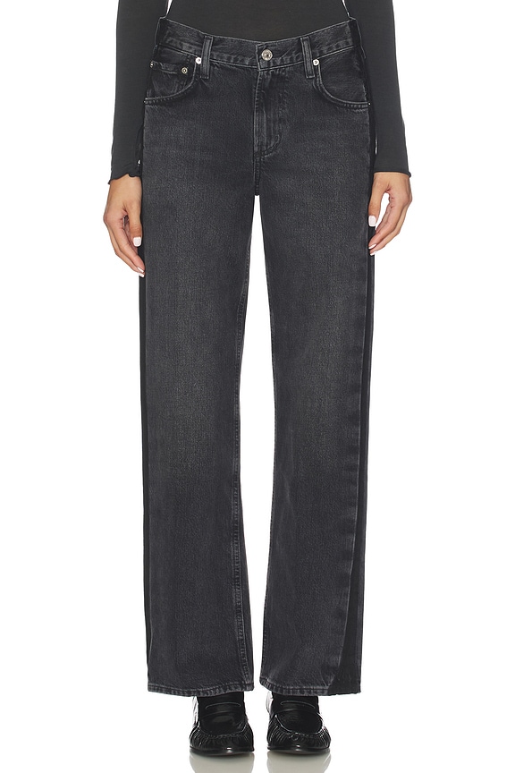 view 2 of 6 Lindz Low Rise Easy Straight With Tuxedo Stripe Jeans in Kuro