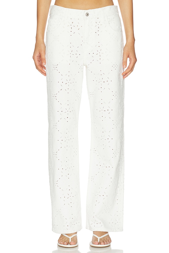 view 1 of 6 Lindz Easy Straight Jeans in Blanc