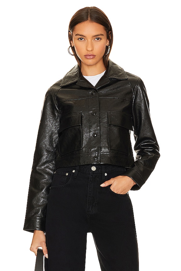 Citizens of Humanity Belle Leather Jacket in Shiny Cracked Black ...
