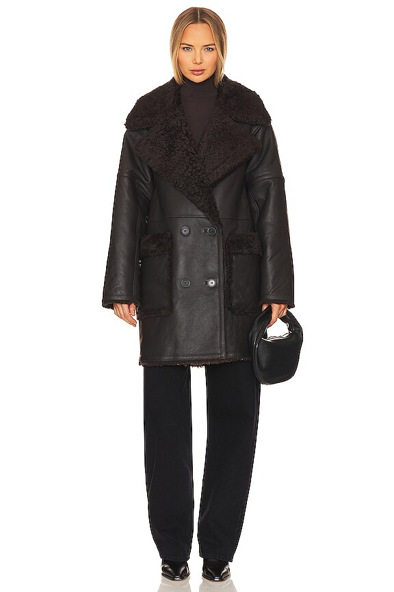 view 2 of 4 ABRIGO DE LANA DE OVEJA JOVEN ELODIE in Mocha Brown Napa