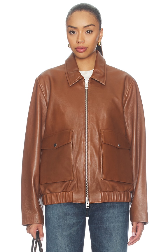 view 2 of 5 Zip Front Bomber Jacket in Praline