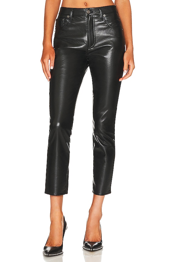 view 1 of 4 Jolene High Rise Vintage Slim Recycled Leather in Black