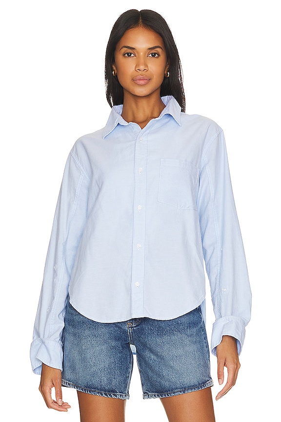 view 2 of 5 Kayla Shrunken Shirt in Oxford Blue