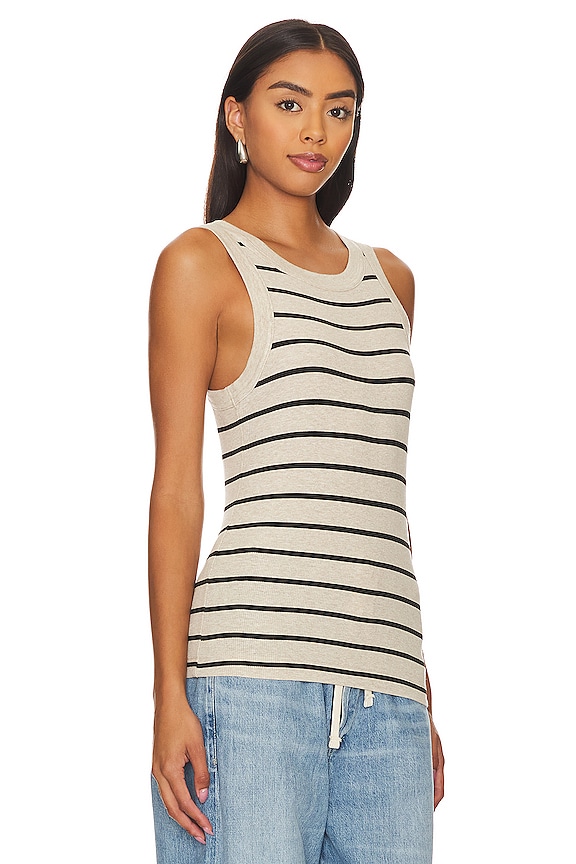 view 2 of 4 Isabel Rib Tank in Oatmeal Stripe