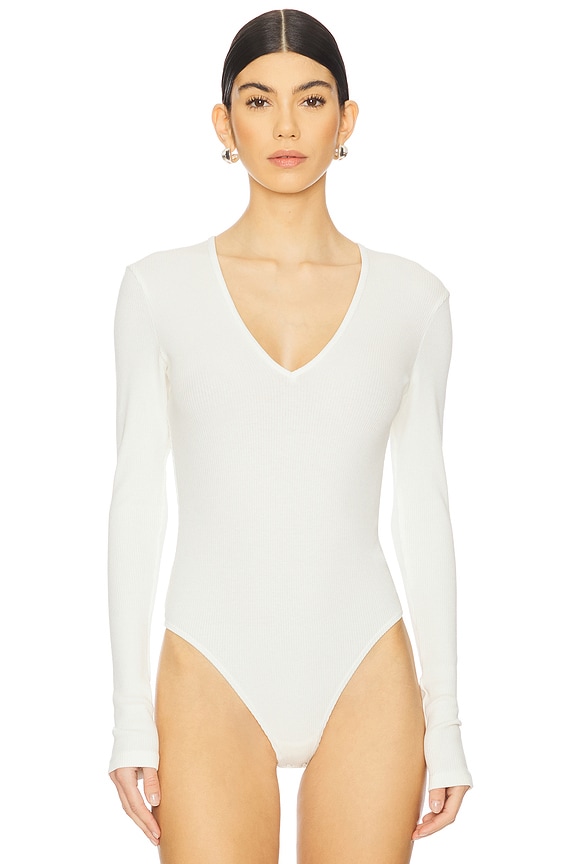 view 2 of 5 Helsa Deep V Bodysuit in Pashmina