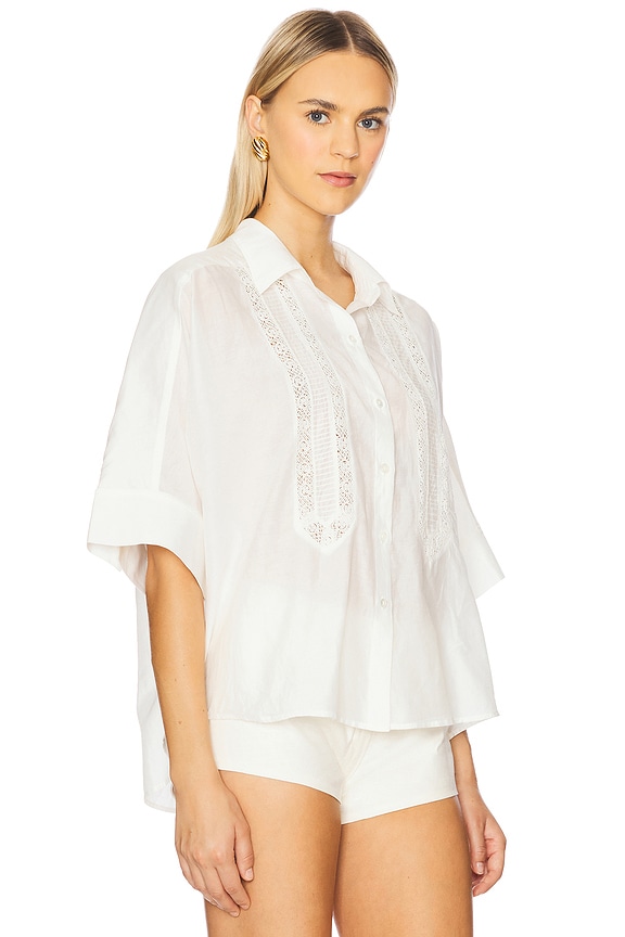 view 2 of 4 Claire Shirt Lace Inset in White