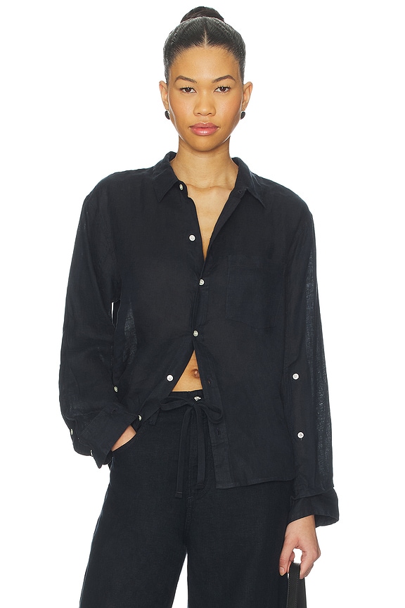 view 1 of 5 Kayla Shrunken Shirt in True Navy