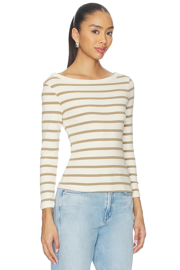 view 2 of 4 Boat Neck Slim Tee in Ginger Stripe
