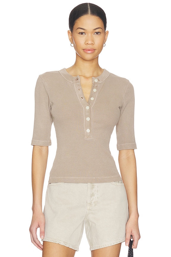 view 1 of 4 Nali Short Sleeve Henley Top in Sandatlas