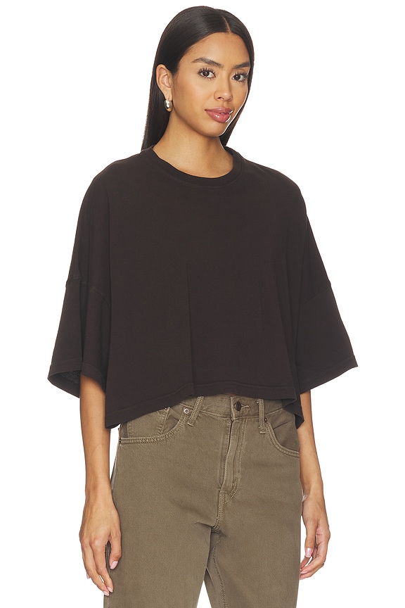 view 2 of 4 Crop Cape Tee in Chocolate