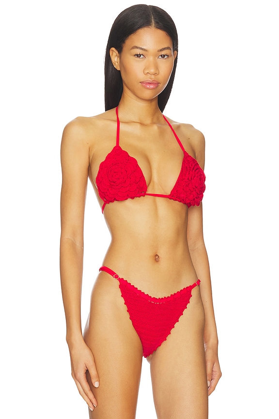 view 2 of 4 HAUT DE MAILLOT DE BAIN TRIANGLE ROSE in Red