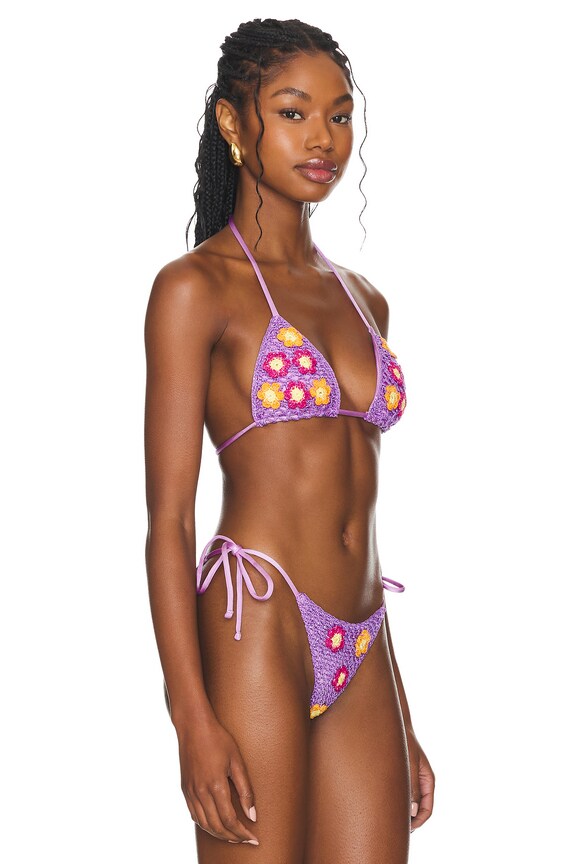 view 2 of 5 Adriana Crochet Bikini Top in Purple