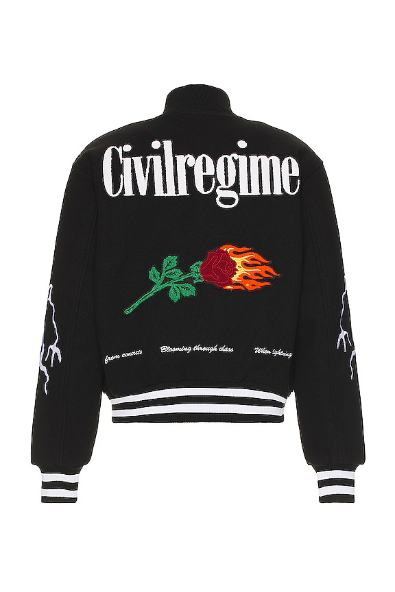 Civil Regime Night Strikes Varsity Jacket in Black | REVOLVE