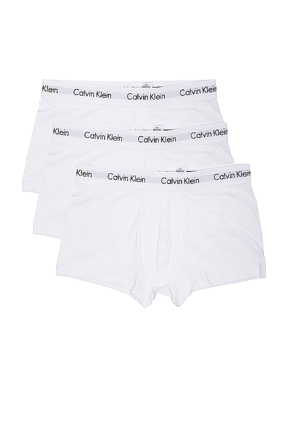 Calvin Klein Underwear Cotton Stretch 3 Pack Low Rise Trunks in White ...