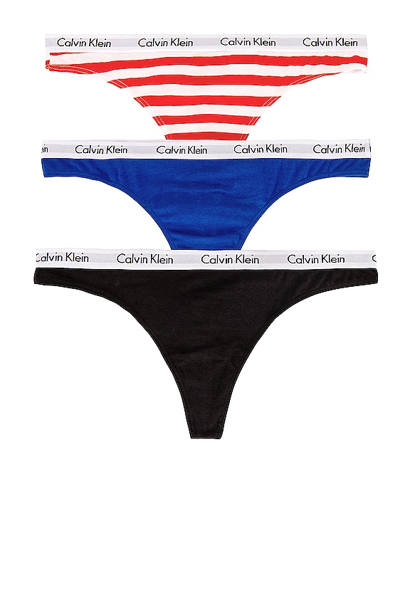 Calvin Klein Underwear Thong 3 Pack in Rainer Stripe Strawberry Shake