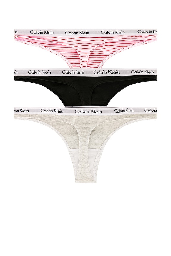 view 2 of 5 LOT DE TROIS STRINGS CAROUSEL in Feeder Stripe Pale Orchid, Snow Heather, & Black