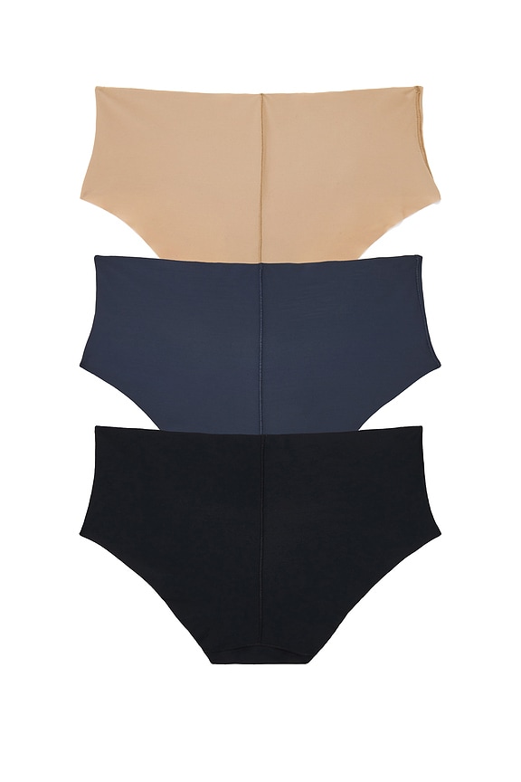 view 2 of 6 Calvin Klein Hipster 3 Pack in Nude, Navy & Black